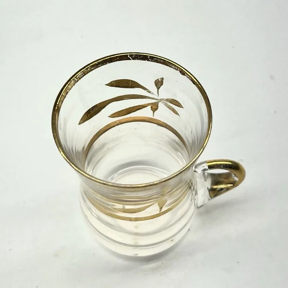 Vintage MCM Espresso/Coffee/ Shot Glass - Gold Etching Accents